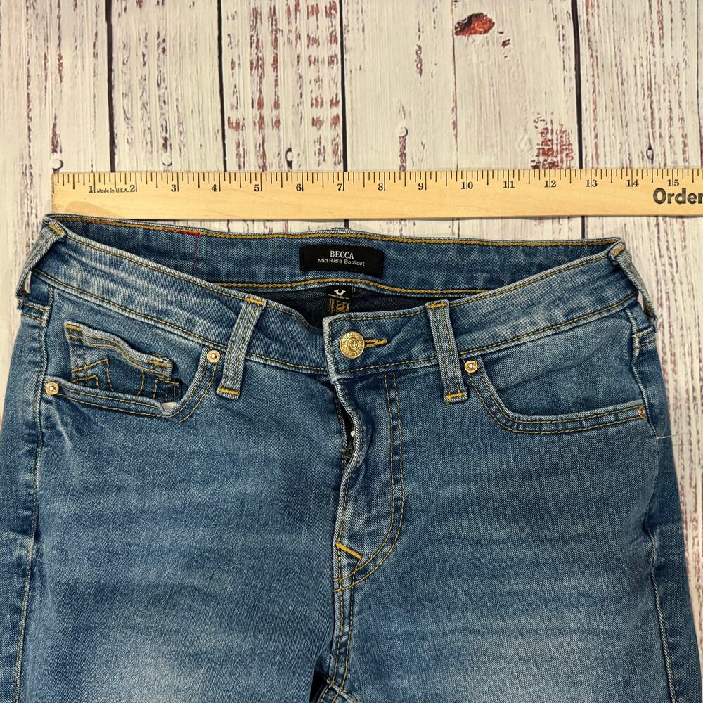 True Religion Becca Mid Rise Bootcut Stretch Jeans Medium Wash Size 27 - Picture 7 of 10